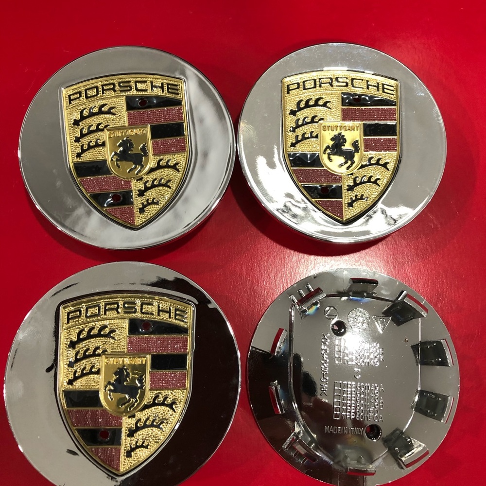 COPY - 4 Porsche center cap Crome 76 mm new